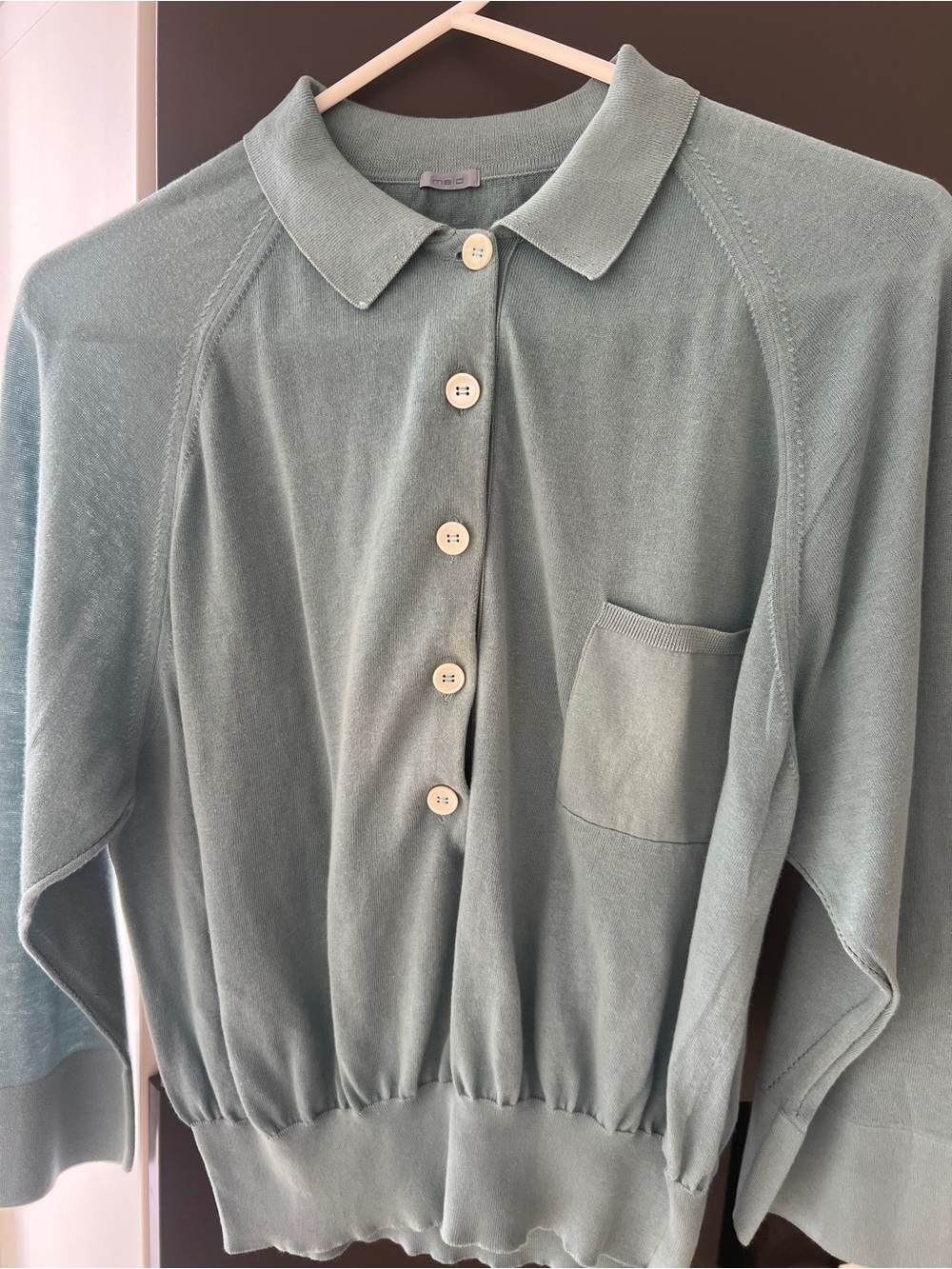MALO Italy 100% Cotton Fine Knit Layered Button Front Cardigan Sweater Size M